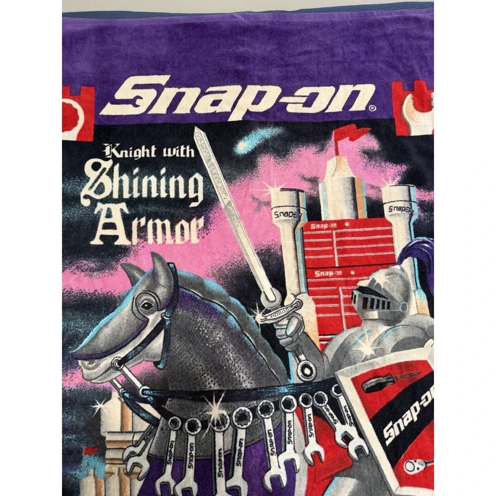 Snap-On Knight Shining Armor Beach Towel  Vintage Swingster Rare Tools Wrench
